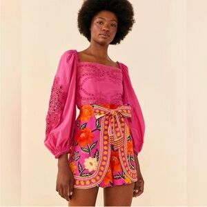 FARM Rio Pink and Orange skort with  Floral Design size medium